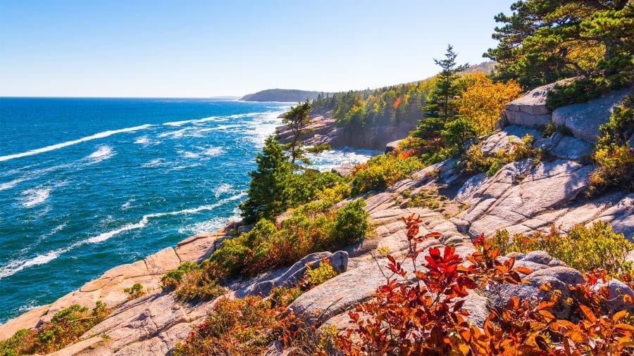 Coastline at Acadia National Park in the Fall