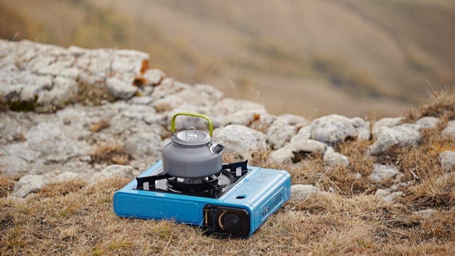 blue camping stove