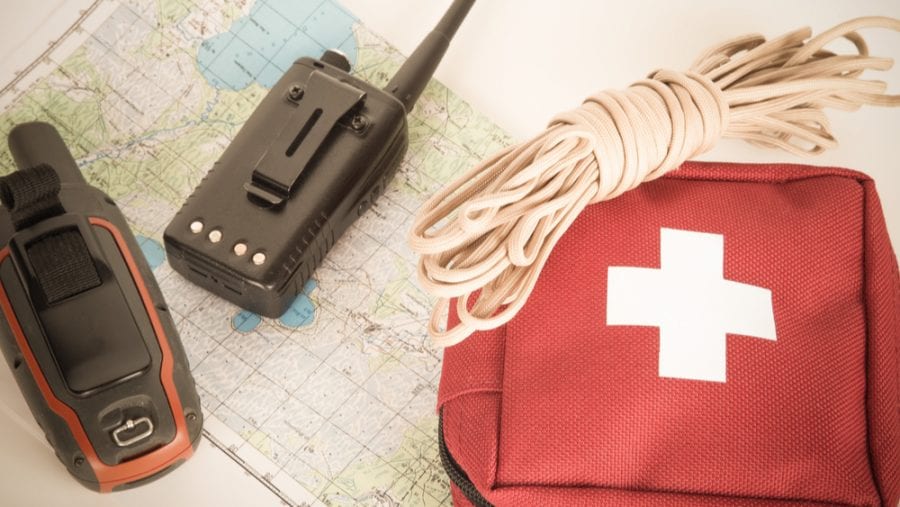 first aid kit with navigation tools