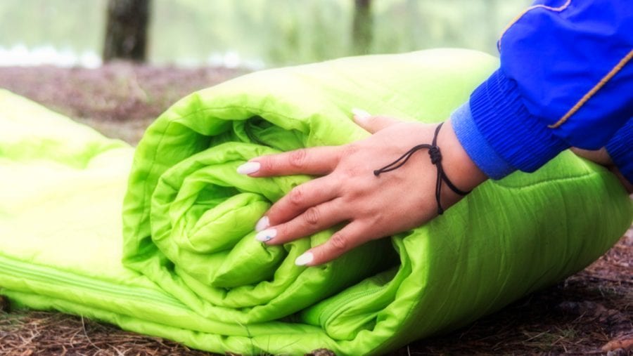 green summer sleeping bag
